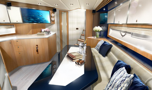 artist impression, view of yacht interior.