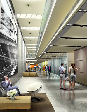 artist impression. interior view of shopping mall.